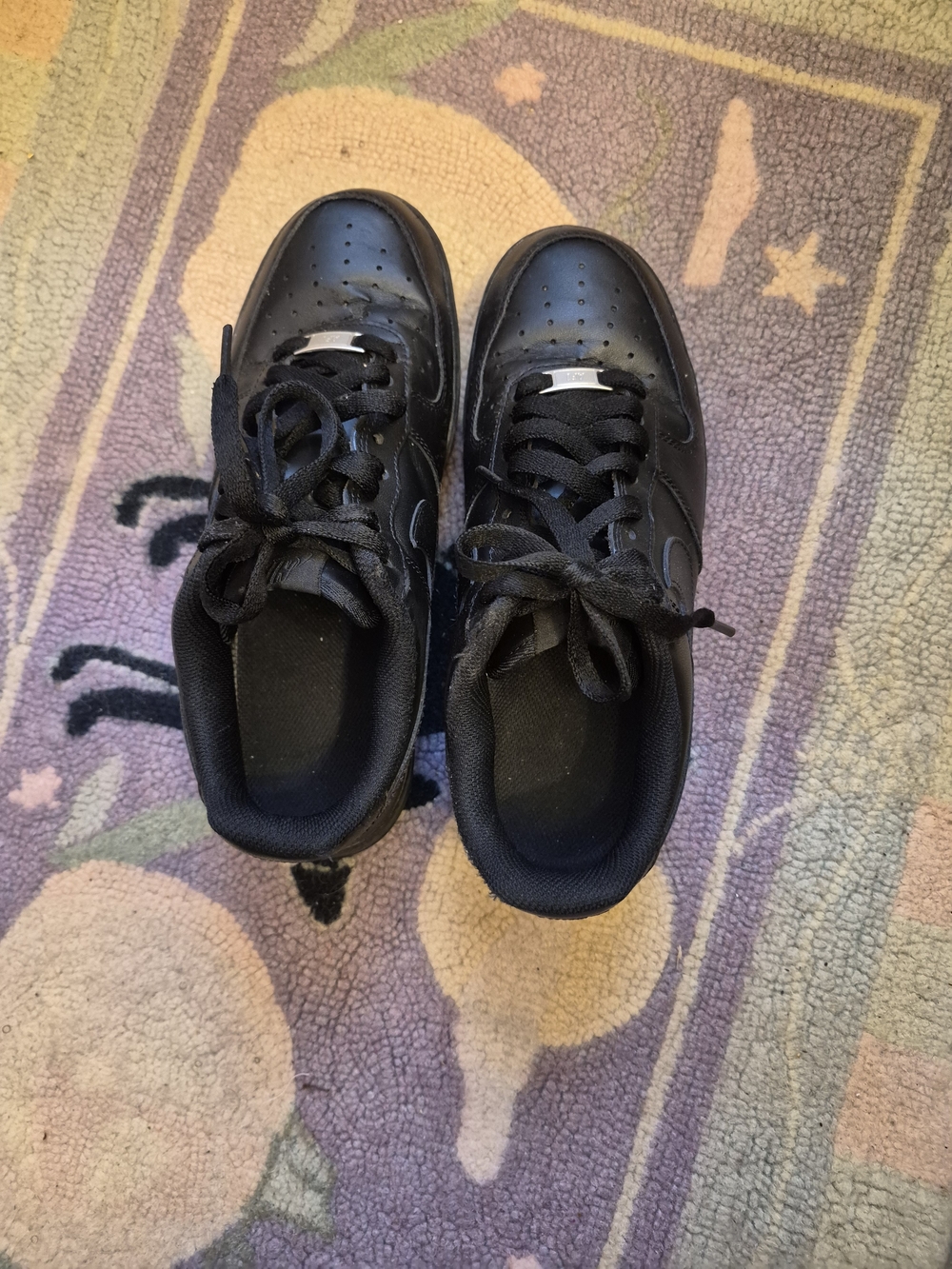 Nike Air Force 1 Kids Black Low-Top AooLace Sneakers Size 8.5